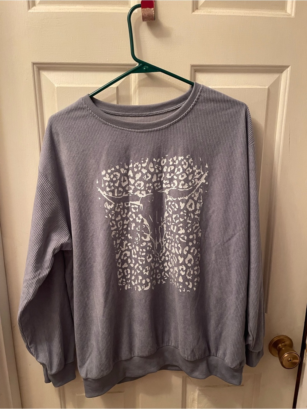 Light gray Graphic Ribbed Sweatshirt - Women